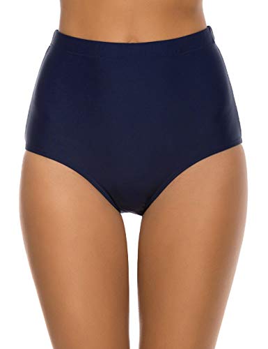 Bonneuitbebe Damen Bikinihose Hoher Taille Badeanzug Badeanzug Bauchkontrolle Schwimmhose Kurze Hose - Blau - (42 DE/44 DE) L von Bonneuitbebe