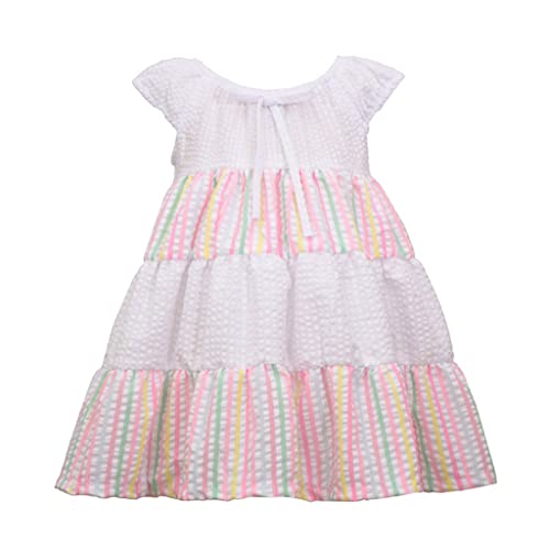 Bonnie Jean Mädchen Sommerkleid - Seersucker Kleid für Baby, Kleinkind, kleine und große Mädchen, Weiß und Pastellstreifen, 6XL Große Größen von Bonnie Jean