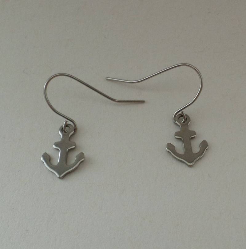 Edelstahl Ohrringe - Kleiner Anker von BonniesKreativwerk