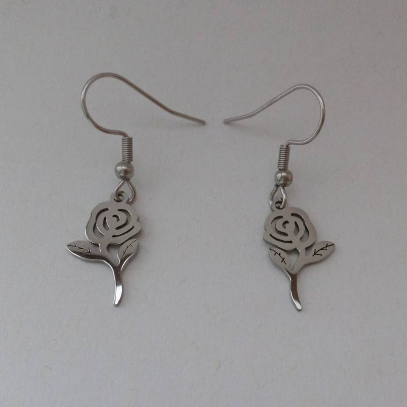 Edelstahl Ohrringe - Rose von BonniesKreativwerk