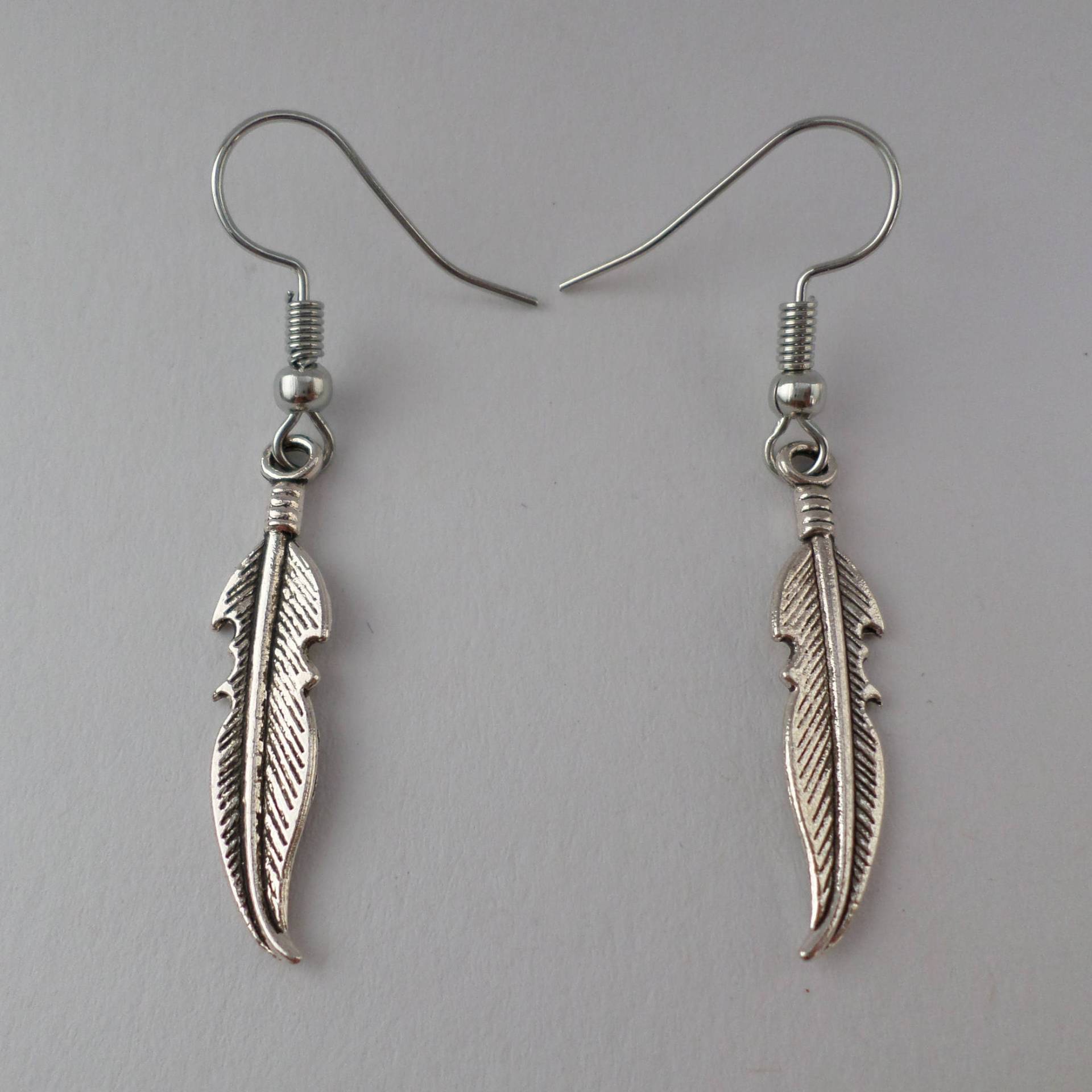 Feder Ohrringe Antiksilber von BonniesKreativwerk