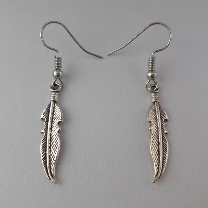 Feder Ohrringe Antiksilber von BonniesKreativwerk