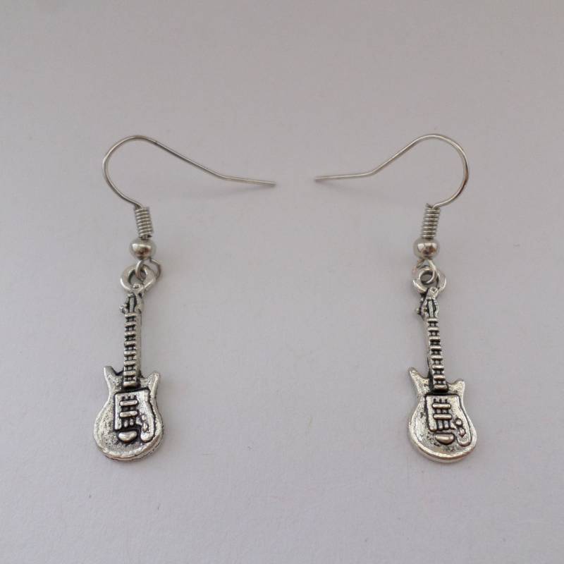 Gitarren Ohrringe Antiksilber von BonniesKreativwerk