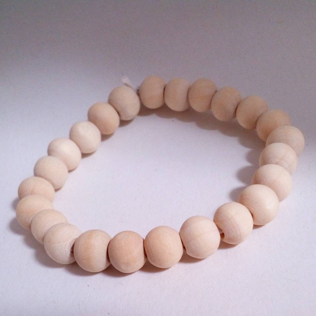 Holzperlen Armband Mit Bio Gummiband - Natur von BonniesKreativwerk