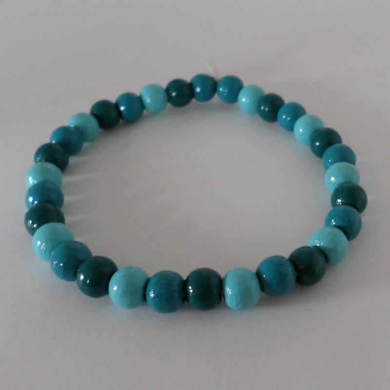 Holzperlen Armband - Türkis Mit Bio Gummiband von BonniesKreativwerk
