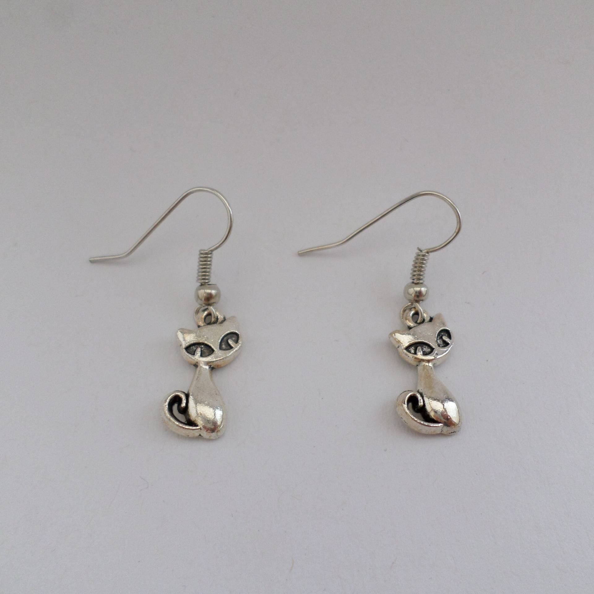 Katzen Ohrringe Antiksilber von BonniesKreativwerk