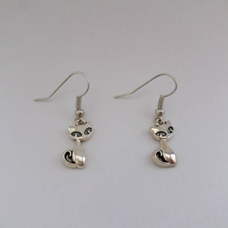 Katzen Ohrringe Antiksilber von BonniesKreativwerk