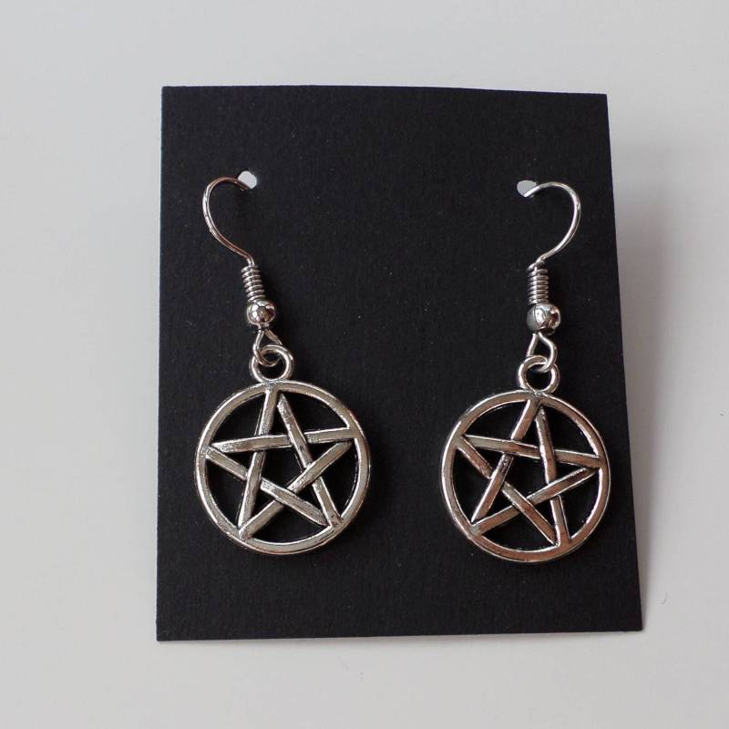 Pentagramm Ohrringe Antiksilber von BonniesKreativwerk