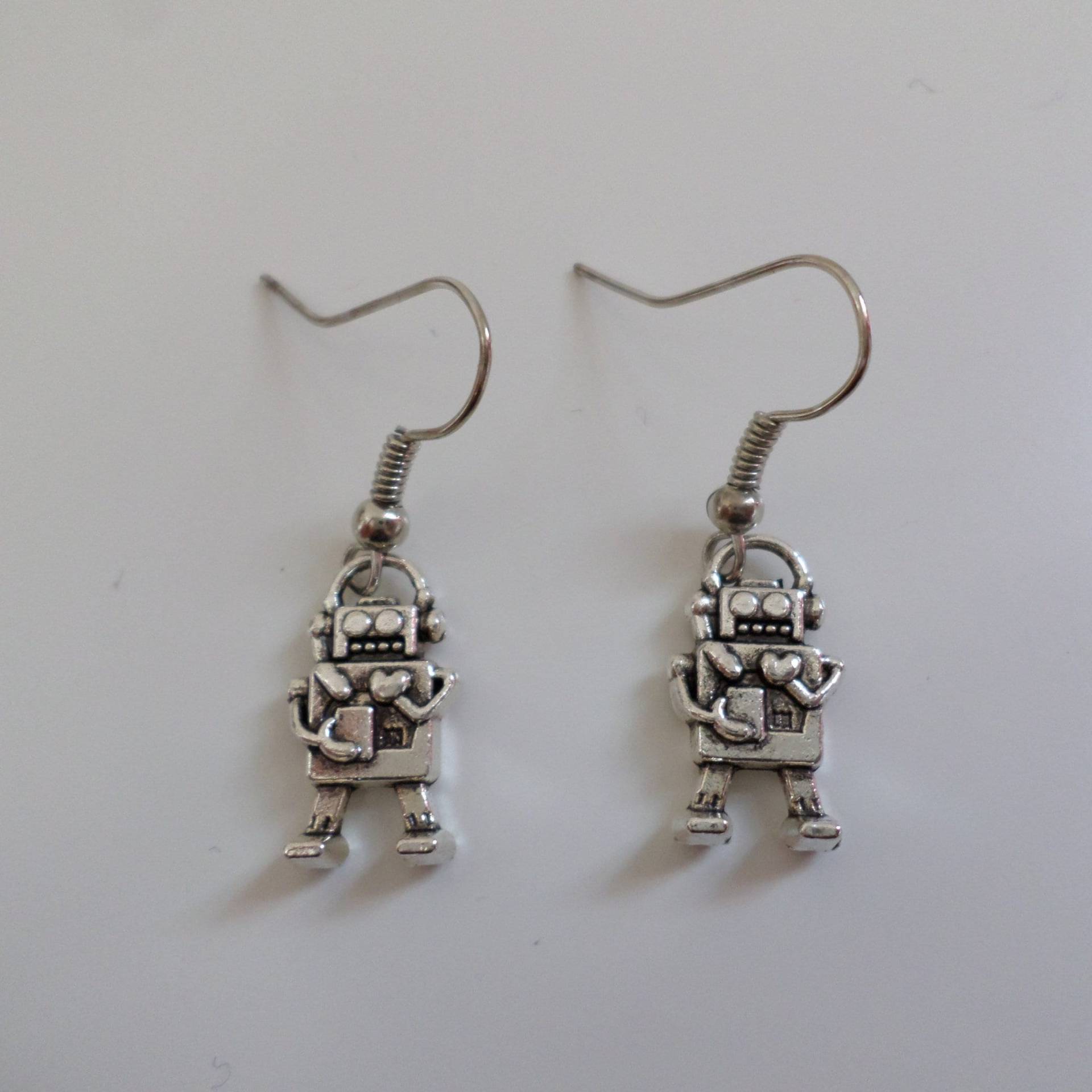 Roboter Ohrringe Antiksilber von BonniesKreativwerk