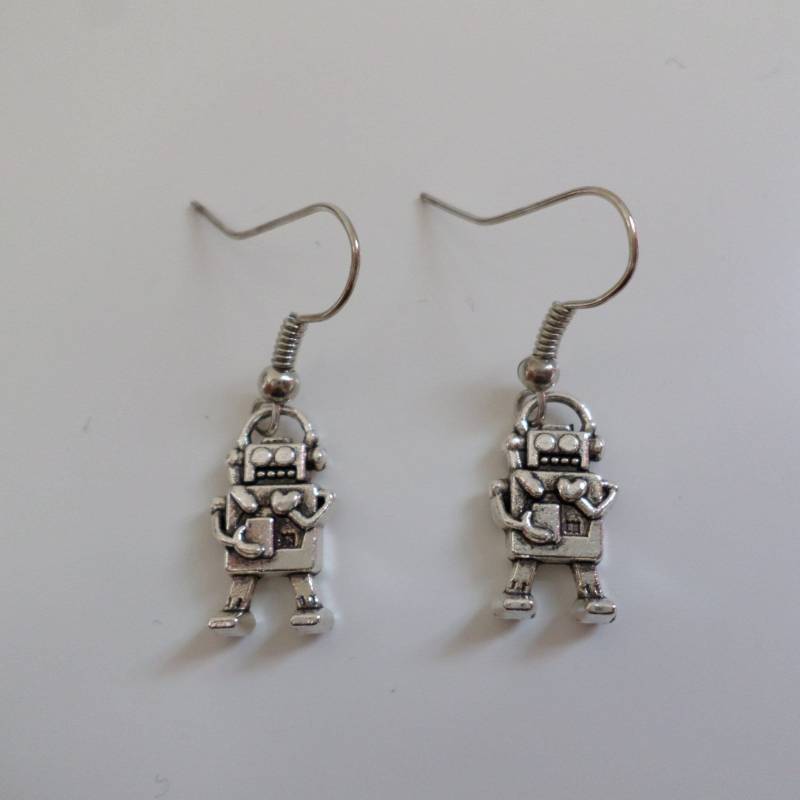 Roboter Ohrringe Antiksilber von BonniesKreativwerk