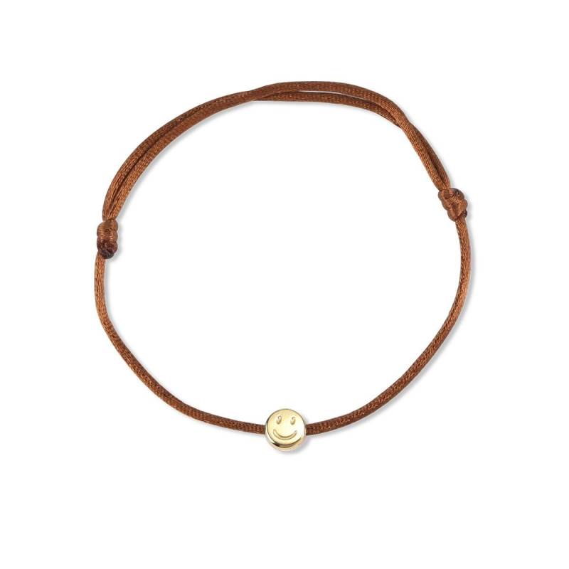 Smiley Armband 925 Silber Vergoldet Braun I Happy Glücksbringer von BonordenEssentials
