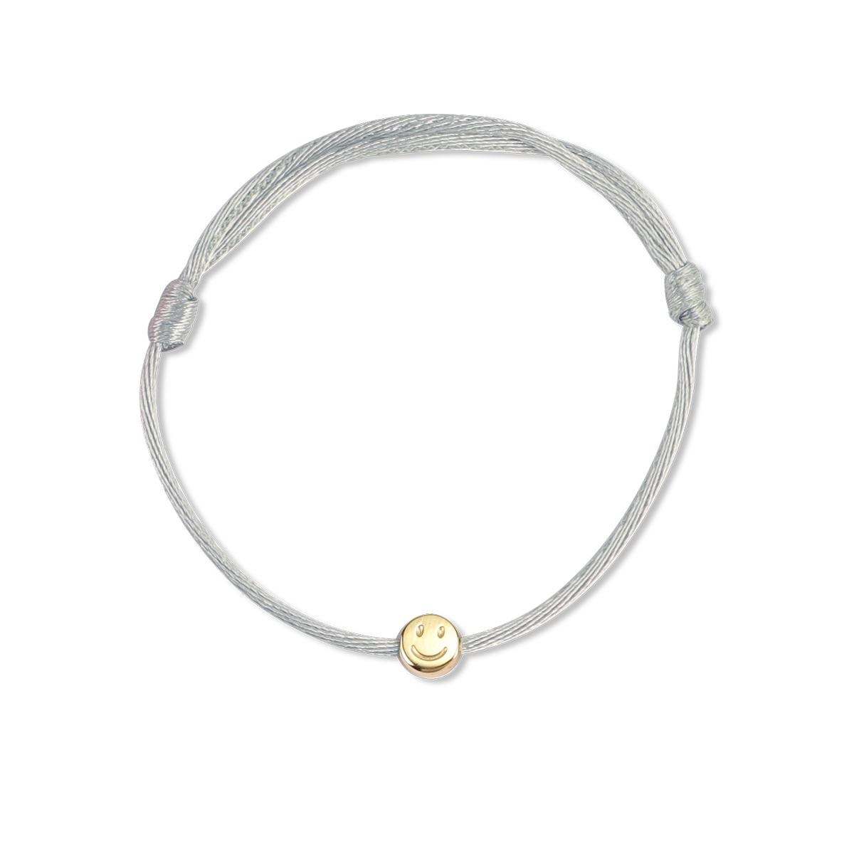 Smiley Armband 925 Silber Vergoldet Hellgrau I Happy Glücksbringer von BonordenEssentials