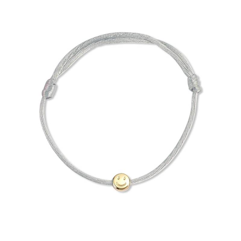 Smiley Armband 925 Silber Vergoldet Hellgrau I Happy Glücksbringer von BonordenEssentials