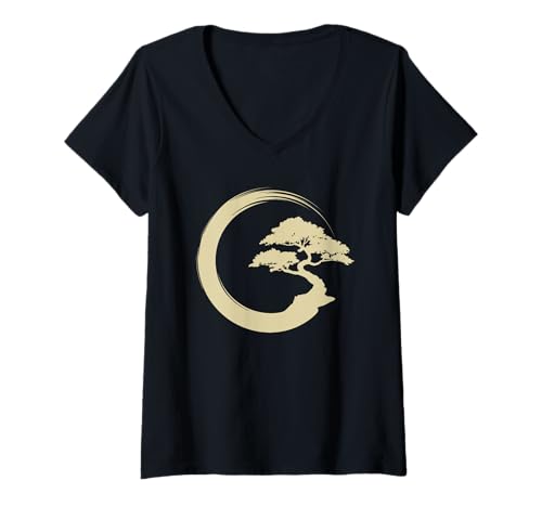 Damen Bonsai T-Shirt mit V-Ausschnitt von Bonsai Tree Zen