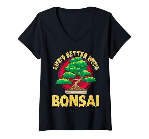 Damen Life's Better With Bonsai Tree Gardening Meditationszitat T-Shirt mit V-Ausschnitt Damen Life's Better With Bonsai Tree Gardening Meditationszitat T-Shirt mit V-Ausschnitt von BonsaiVibes