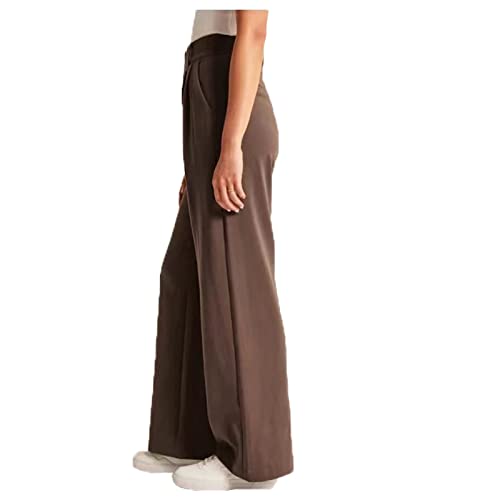 Bonseor Effortless Tailored Wide Leg Pants for Women, Palazzo Pants for Women Dressy High Waist,Wide Leg Dress Pants for Women (9-Point Pants-Brown,4XL) von Bonseor