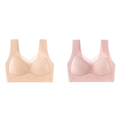 Zenchic Bra - Fashion Deep Cup Bra Summer Push Up Wireless Bra Summer Push Up Wireless Bra (XXXL,2PCS-E) von Bonseor