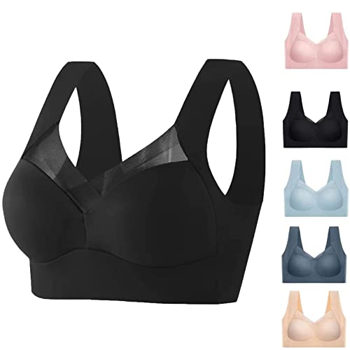 Zenchic Bra - Fashion Deep Cup Bra Summer Push Up Wireless Bra Summer Push Up Wireless Bra (XXXL,Black) von Bonseor