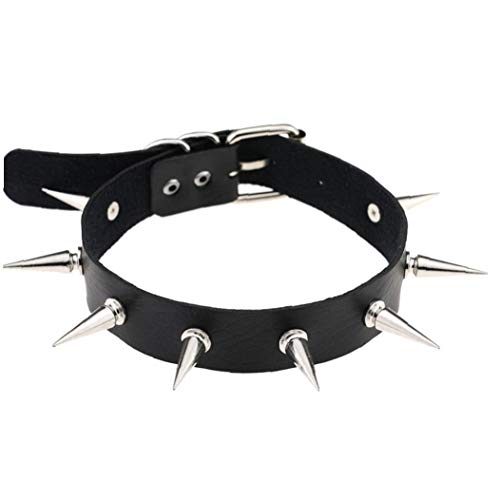 Bontand Gothic Spitz Punk-Kragen mit Spikes Nieten Frauen Männer Emo verzierte Chocker Halskette Silber Goth Schmuck von Bontand