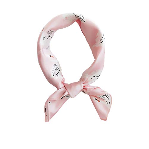 Frauen-Schal-Multifunktions-Seidenschals Satin-kleine quadratische Tücher dünne Retro-Haar-Riegel Griff Tasche Band Bandanas Damen Büro Nickituch (Swan Pink) von Bontand