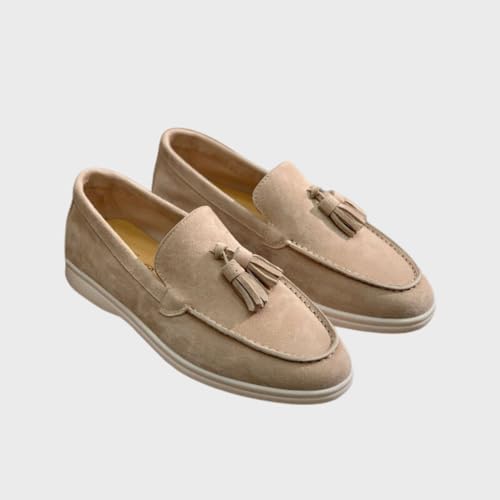 Bontebian Leandro | Handgefertigte Wildleder-Loafer für Herren - Sommerliche Eleganz (Aprikosenfarbe,44) von BONTEBIAN