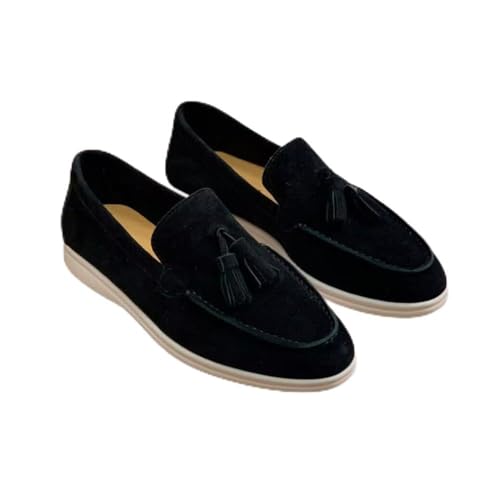 Bontebian Leandro | Handgefertigte Wildleder-Loafer für Herren - Sommerliche Eleganz (Schwarz,38) von BONTEBIAN