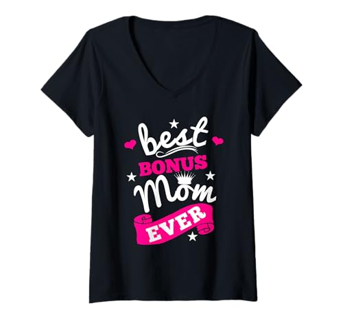 Damen Best Bonus Mom Ever Step Mother Second Mom Muttertag T-Shirt mit V-Ausschnitt Damen Best Bonus Mom Ever Step Mother Second Mom Muttertag T-Shirt mit V-Ausschnitt von Bonus Mom Gift Shop