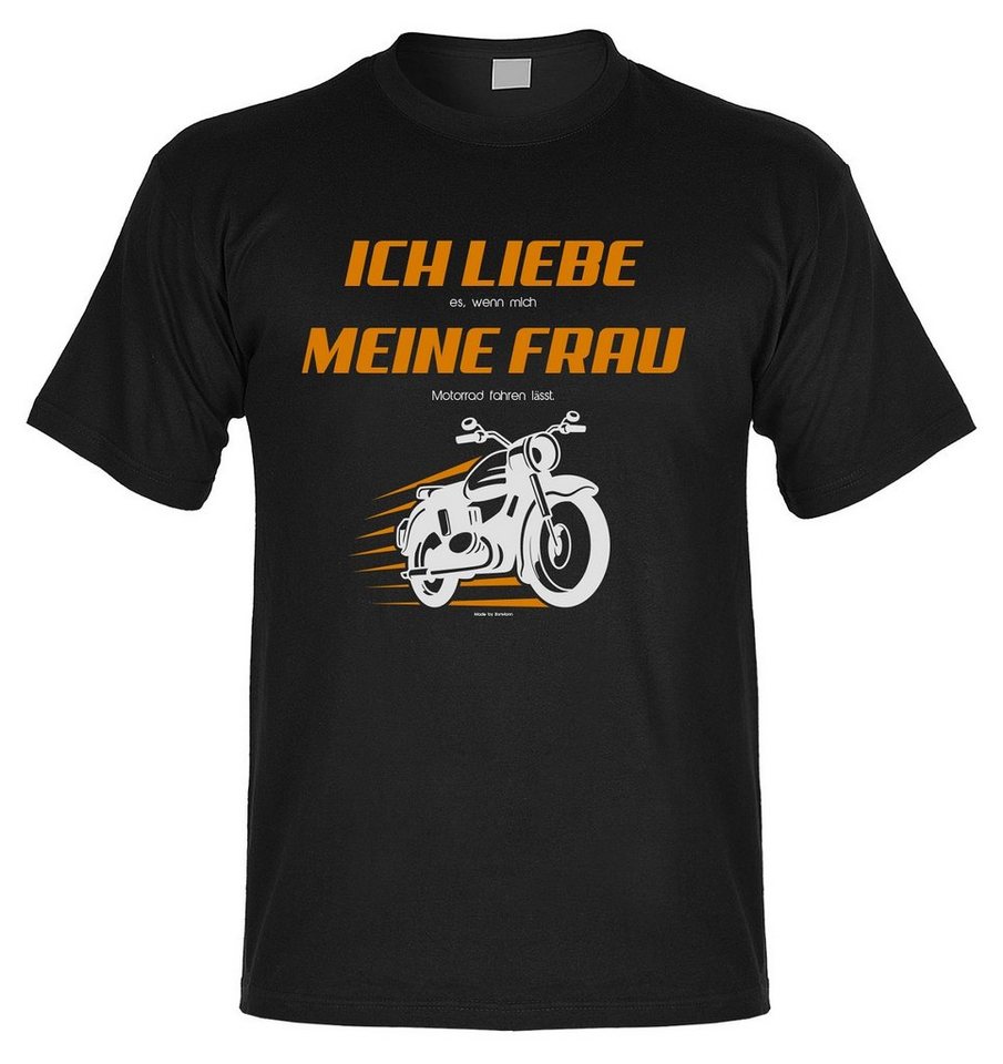 Bonvionn Print-Shirt Ich liebe es wenn meine Frau mich Motorrad fahren lässt Fun lustig aus Baumwolle, mit Rundhalsausschnitt von Bonvionn