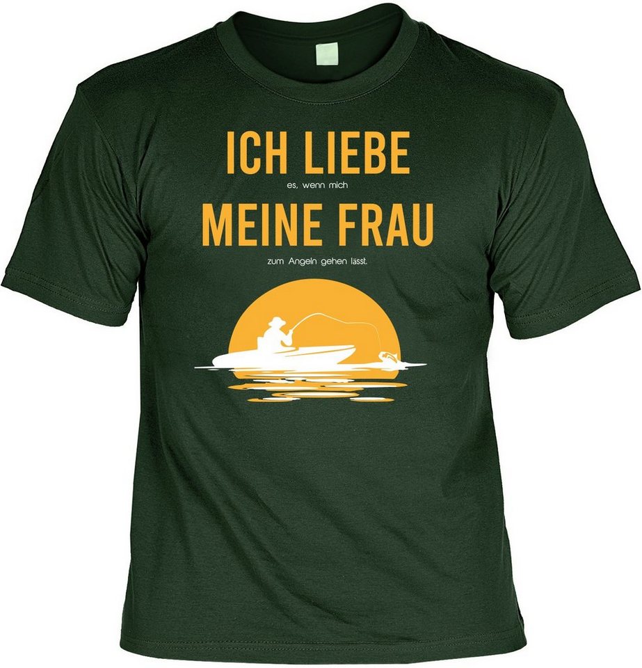 Bonvionn T-Shirt T-Shirt Funshirt - Ich liebe es wenn meine Frau mich angeln lässt (1-tlg) Geschenk für Angler von Bonvionn