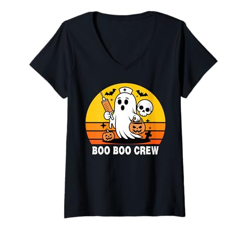 Damen Boo Boo Crew Lustiges Halloween-Halloween-T-Shirt für Damen T-Shirt mit V-Ausschnitt von Boo Boo Crew Film For You