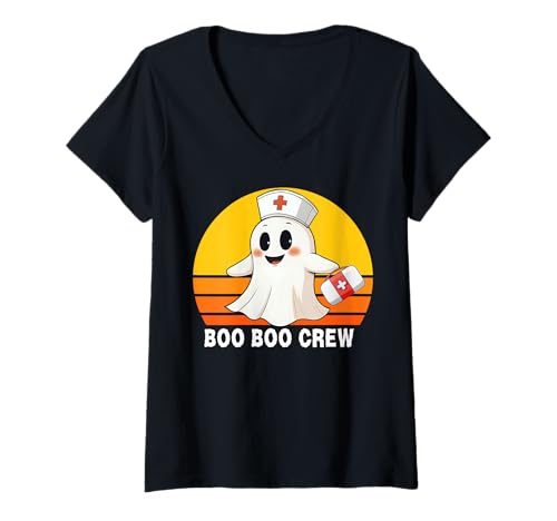 Damen Boo Boo Crew Lustiges Halloween-Halloween-T-Shirt für Damen T-Shirt mit V-Ausschnitt von Boo Boo Crew Film For You