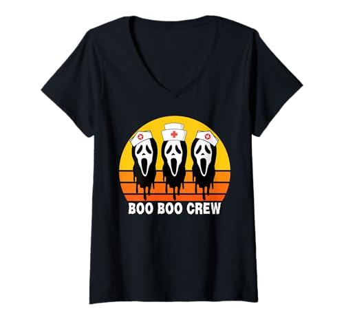 Damen Boo Boo Crew Lustiges Halloween-Halloween-T-Shirt für Damen T-Shirt mit V-Ausschnitt von Boo Boo Crew Film For You