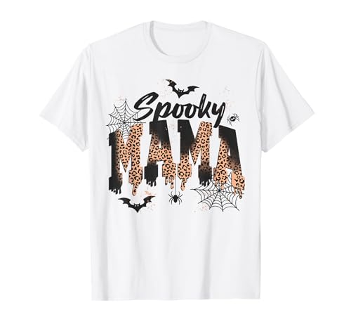 Spooky Mama Leopard Print Ghost Halloween Design T-Shirt von Boo Crew mama Co.