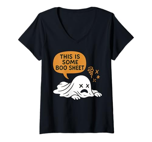Damen This is Some Boo Sheet – Halloween Ghost Fell Funny T-Shirt mit V-Ausschnitt Damen This is Some Boo Sheet – Halloween Ghost Fell Funny T-Shirt mit V-Ausschnitt von Boo Sheet Halloween Shirts & Gifts HHWCo.