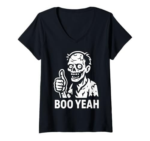 Damen Cooles Thumbsup Zombie Undead Lustiges Low Budget Kostüm T-Shirt mit V-Ausschnitt Damen Cooles Thumbsup Zombie Undead Lustiges Low Budget Kostüm T-Shirt mit V-Ausschnitt von Boo Yeah Funny Zombie Horror Halloween Designs