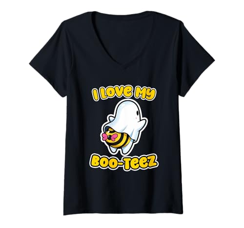Damen Ich Liebe Meine Boo-Tees | Süße Geisterbiene lustige T-Shirt mit V-Ausschnitt von BooTees Ghost and Bee Collection