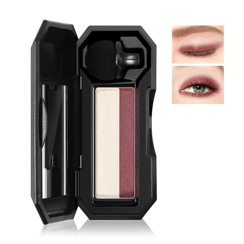 Boobeen 2 Farbe Lidschatten, Portable Dual-Color Glitter Eyeshadow Palette Hochpigmentierte Puder Lidschatten Wasserdicht und glatte Textur, Lang anhaltende für Augen-Makeup von Boobeen