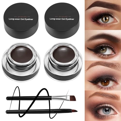 Boobeen 2 Farben Liner Eyeliner Gel Waterproof - Augenbrauenfarben Gel Formel Long Lasting - Augen Makeup Set mit 2 Pack Eyeliner Pinsel und Brauenpinsel Boobeen 2 Farben Liner Eyeliner Gel Waterproof - Augenbrauenfarben Gel Formel Long Lasting - Augen Makeup Set mit 2 Pack Eyeliner Pinsel und Brauenpinsel von Boobeen