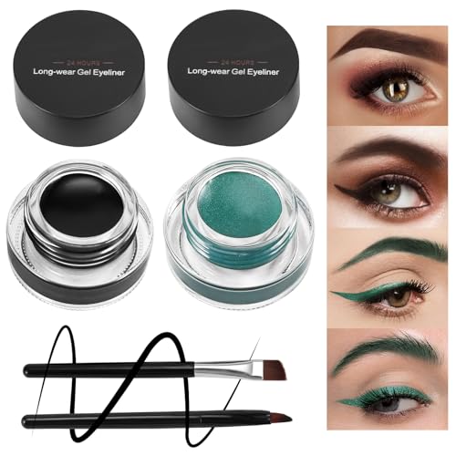 Boobeen 2 Farben Liner Eyeliner Gel Waterproof - Augenbrauenfarben Gel Formel Long Lasting - Augen Makeup Set mit 2 Pack Eyeliner Pinsel und Brauenpinsel Boobeen 2 Farben Liner Eyeliner Gel Waterproof - Augenbrauenfarben Gel Formel Long Lasting - Augen Makeup Set mit 2 Pack Eyeliner Pinsel und Brauenpinsel von Boobeen