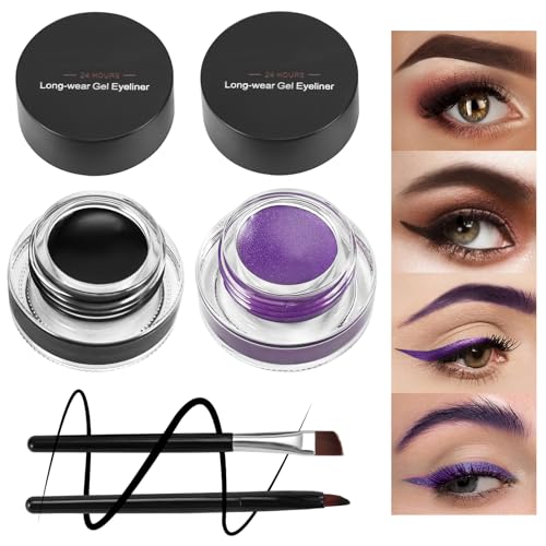 Boobeen 2 Farben Liner Eyeliner Gel Waterproof - Augenbrauenfarben Gel Formel Long Lasting - Augen Makeup Set mit 2 Pack Eyeliner Pinsel und Brauenpinsel Boobeen 2 Farben Liner Eyeliner Gel Waterproof - Augenbrauenfarben Gel Formel Long Lasting - Augen Makeup Set mit 2 Pack Eyeliner Pinsel und Brauenpinsel von Boobeen