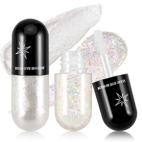 Boobeen 2pcs Liquid Glitter Eyeshadow, Metallic Shimmer Eye Shadow, Long Lasting Waterproof Liquid Bright Eyeshadow, One-Swipe Coverage von Boobeen