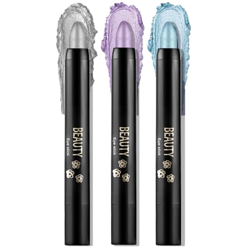 Boobeen 3PCS Lidschattenstift Creme Crayon Wasserdicht Lidschatten Aufheller Stick Schimmer Lidschatten Stift erstellen Glitter Augen Make-up, einfach zu bedienen von Boobeen