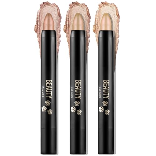 Boobeen 3PCS Lidschattenstift Creme Crayon Wasserdicht Lidschatten Aufheller Stick Schimmer Lidschatten Stift erstellen Glitter Augen Make-up, einfach zu bedienen von Boobeen