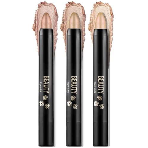 Boobeen 3PCS Lidschattenstift Creme Crayon Wasserdicht Lidschatten Aufheller Stick Schimmer Augenmake-up Stift erstellen Glitter Augen Make-up, einfach zu bedienen von Boobeen
