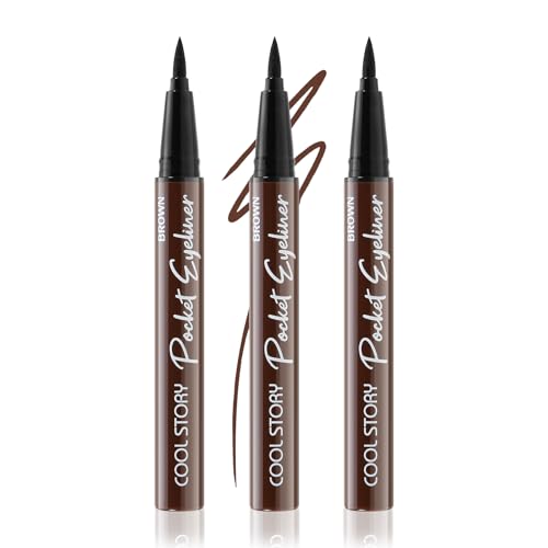 Boobeen 3pcs wasserfester flüssiger Eyeliner, schwarzer und brauner Eyeliner-Stift, langanhaltender Eyeliner mit schnell trocknender Formel für das ganztägige Augen-Makeup von Boobeen
