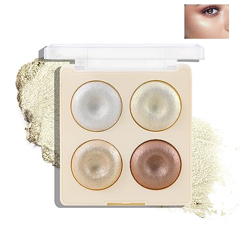 Boobeen 4 Farbe Highlighter Makeup Palette, Gesicht gebacken Pulver Wange Illuminator, lang anhaltende Gesicht Bildhauerei zu erhellen Haut und leuchtende von Boobeen