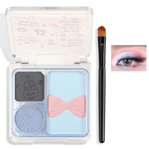 Boobeen 4 Farben Lidschatten Palette, Mini Nude Bright Eyeshadow Powder-Ultra Pigmented Matte & Shimmer & Sparkle mit Lidschattenpinsel, Long Lasting Blendable Natural Colors Lidschatten von Boobeen