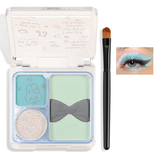 Boobeen 4 Farben Lidschatten Palette, Mini Nude Bright Eyeshadow Powder-Ultra Pigmented Matte & Shimmer & Sparkle mit Lidschattenpinsel, Long Lasting Blendable Natural Colors Lidschatten von Boobeen