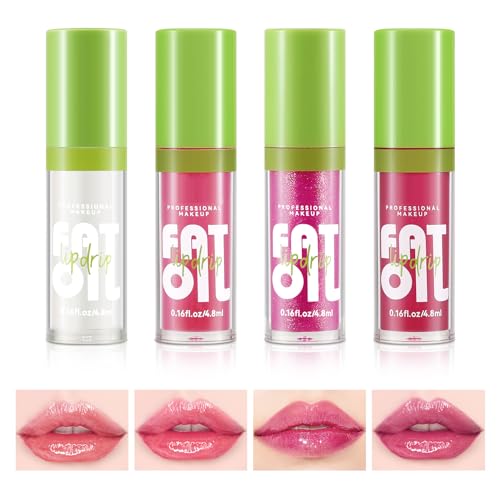 Boobeen 4PCS Lip Gloss Set, Moisturizing Hydrating Lip Öl Tinted Set, Leichtes Nicht-Klebriges Lippenglanz, Hochglanz Lip Plumping Lipstick von Boobeen