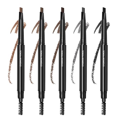 Boobeen 5pcs Augenbrauenstift-Set, Augenbrauenstift mit zwei Enden und Spoolie-Pinsel, Augenbrauen-Makeup-Stift zum Formen, Definieren und Füllen der Augenbrauen von Boobeen